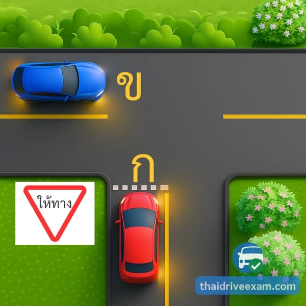 From the picture, which vehicle has the right of way to proceed first?